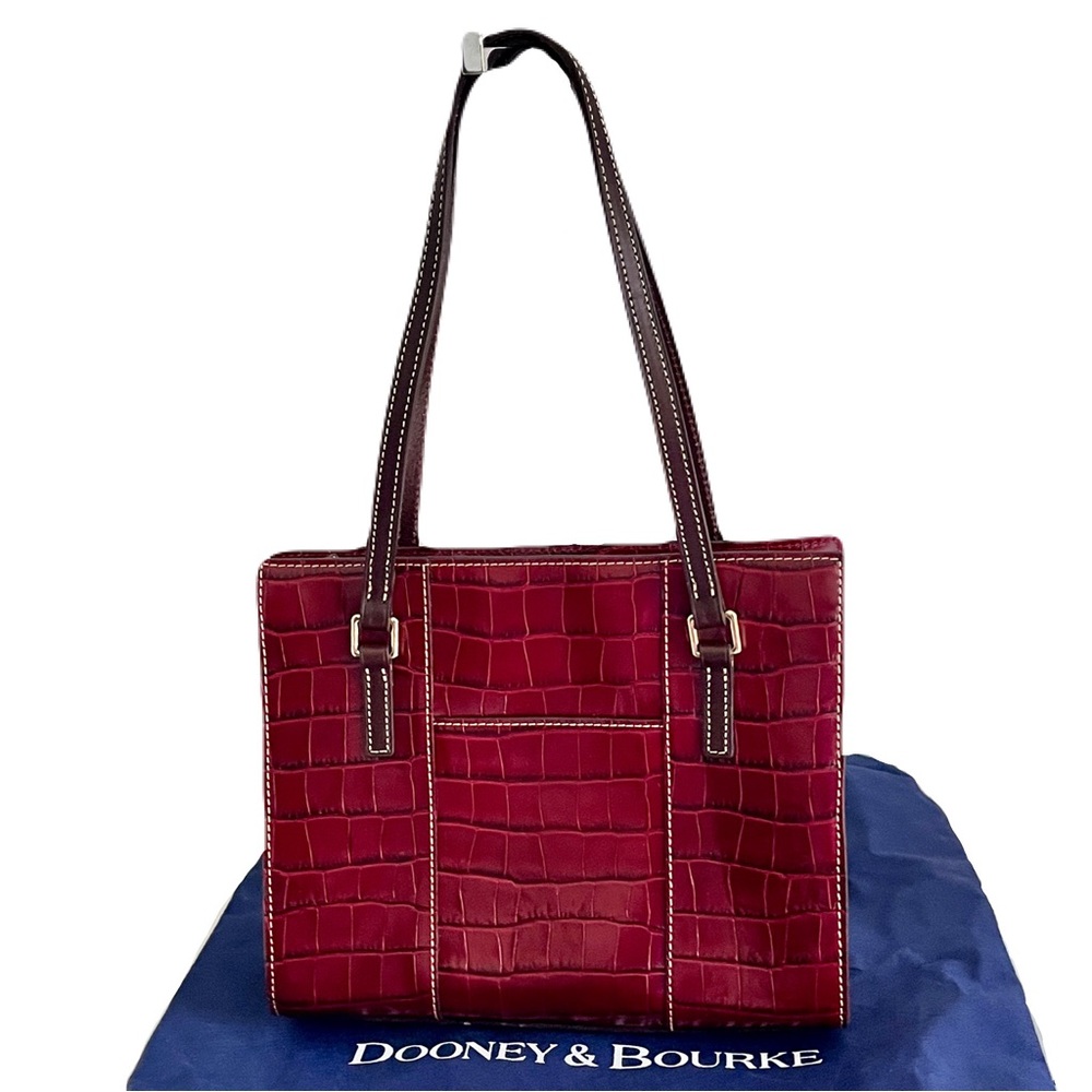 Dooney & Bourke ‘Charlotte’ Red Croc Embossed Leather Tote Bag in “Bourdeaux” - Picture 3 of 9